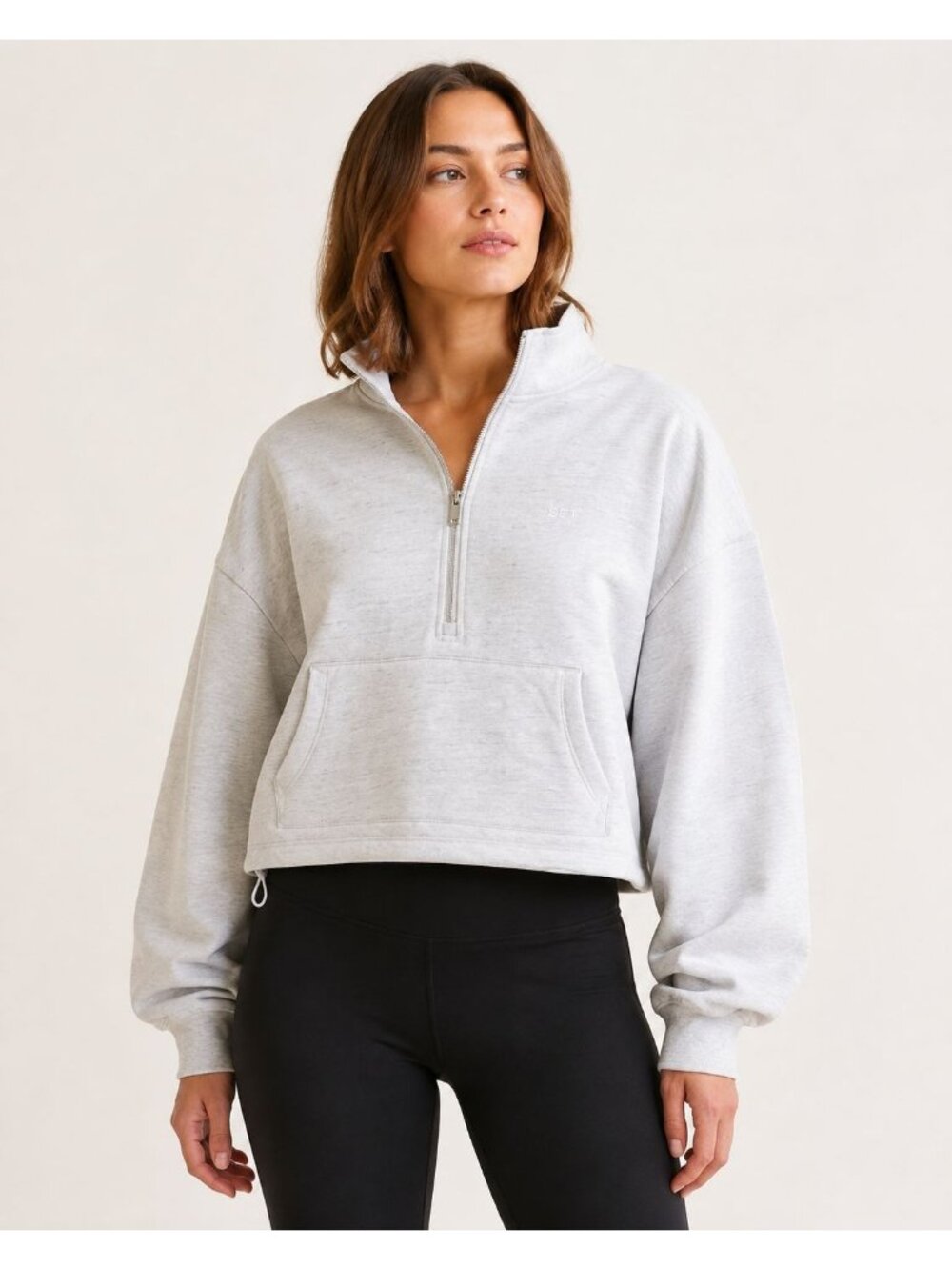 SET Active Heavyweight Sweats Half Zip Sweatshirt Heather Gray S NWOT
